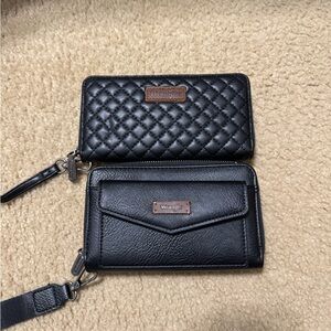 Wrangler Black Quilted and Smooth Wallet Duo